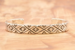 Navajo Artist Artie Yellowhorse Sterling Silver Bracelet